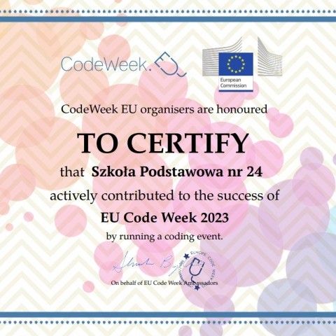 Powiększ obraz: Certyfikat Code week